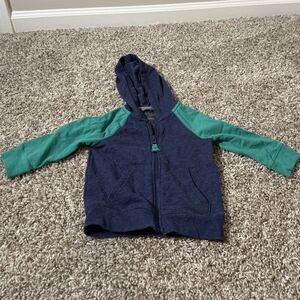 Cat & Jack 12M Navy Green Full-Zip Fleece-Lined Hoodie Toddler Boy Essential